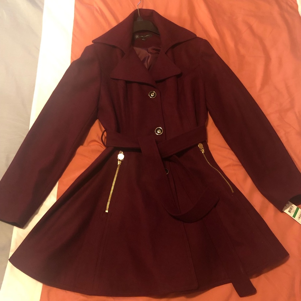 INC Peplum Coat in Wine